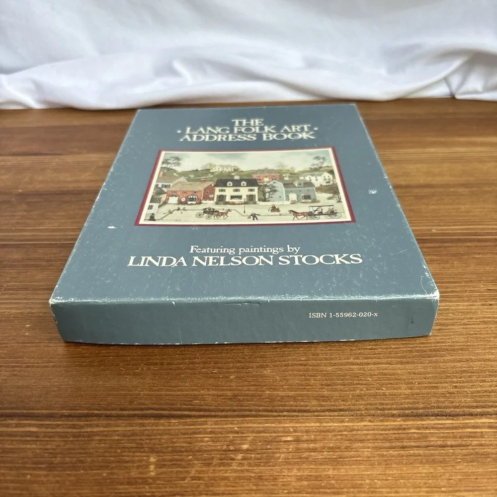 1988 LANG Folk Art‎ Address Book w/ Slipcase Signed Linda Nelson Stocks